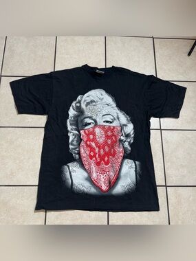 Graphic Short Sleeve Tee with Red Bandana Print